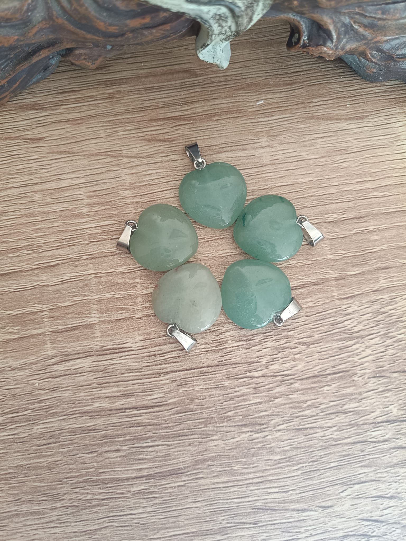 Pendentifs cœur en Aventurine verte