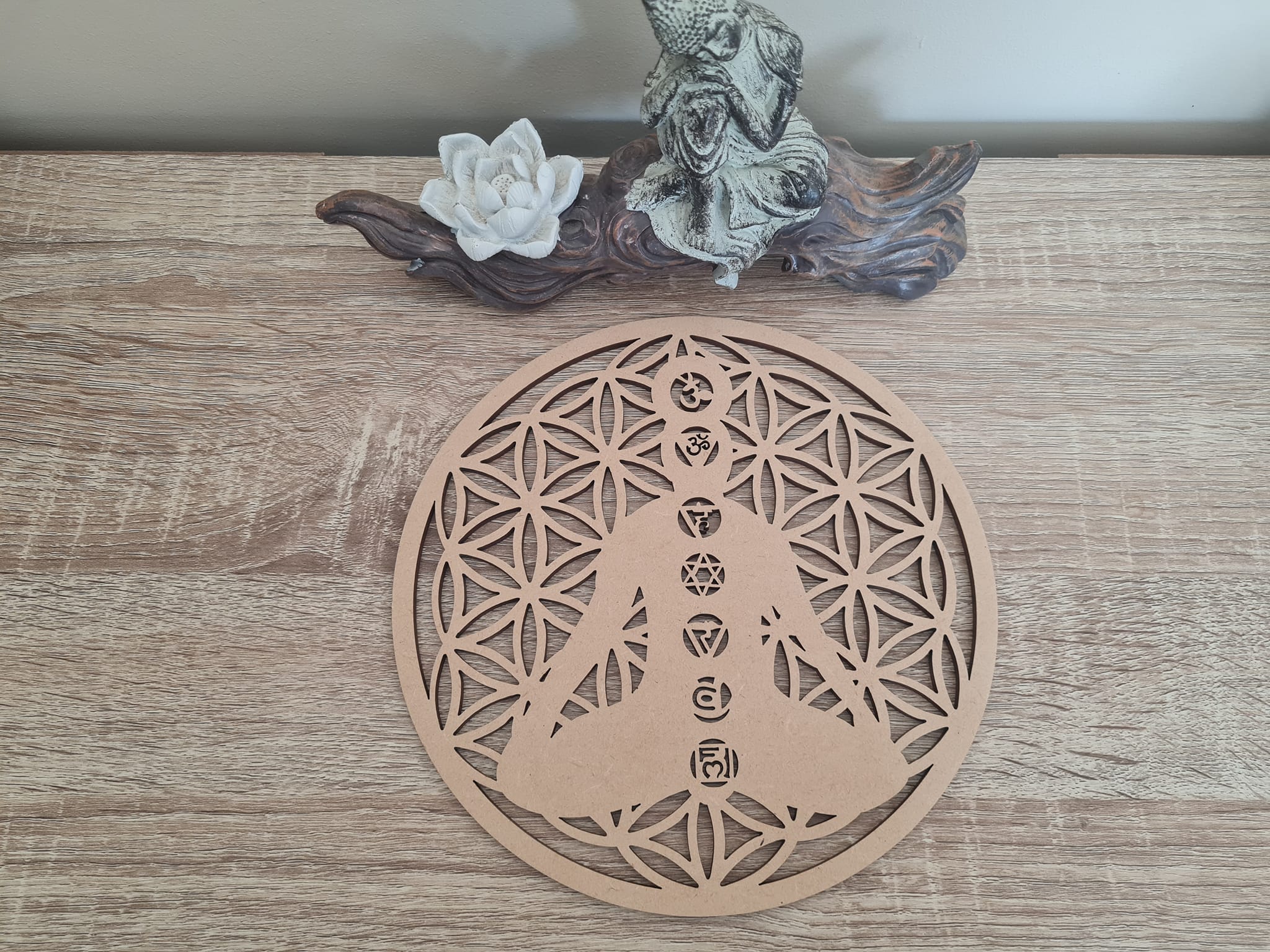 Fleur de vie en bois 7 Chakras