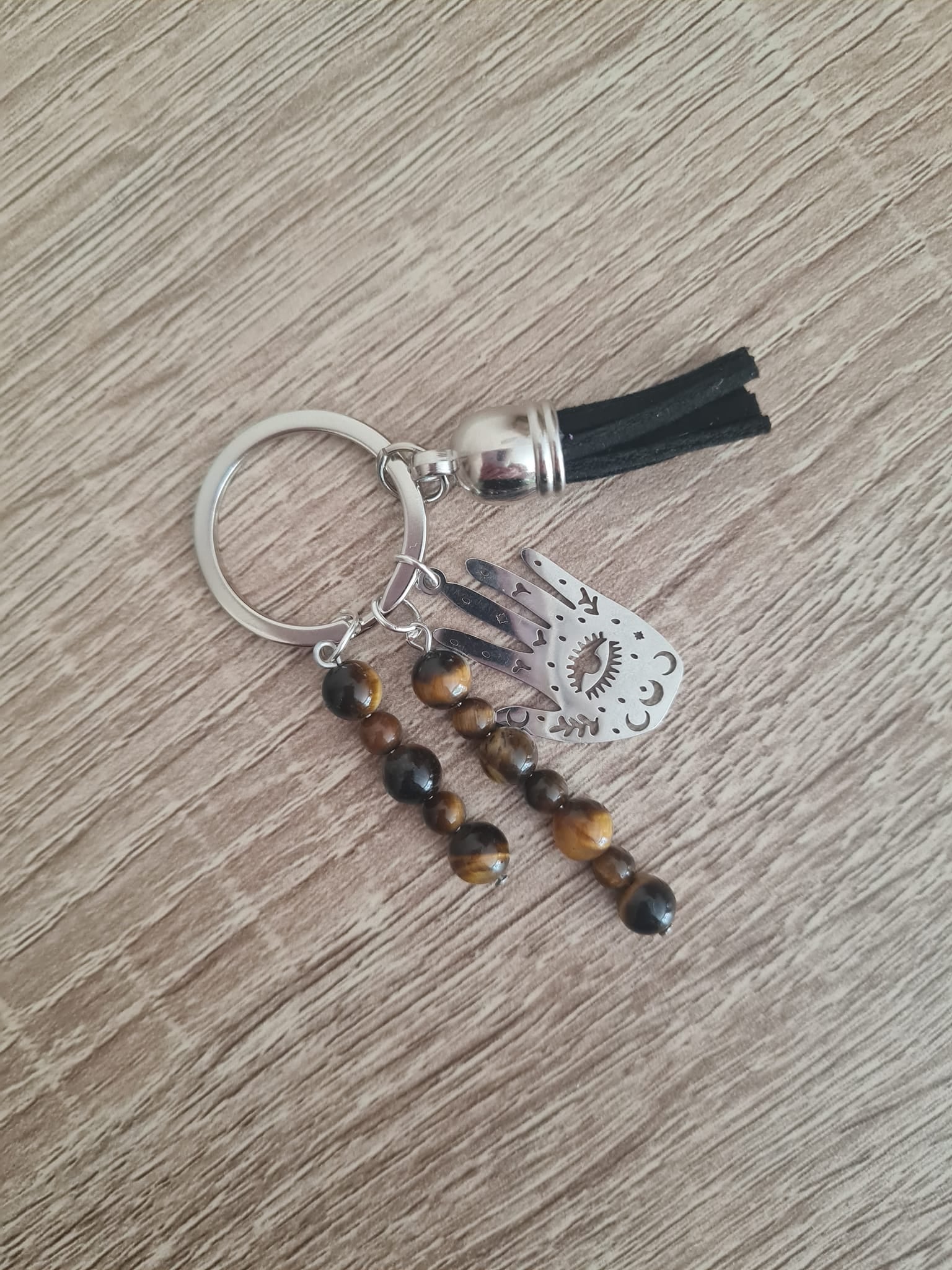 Porte clé protection en Œil de tigre