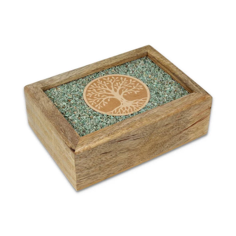 Coffret à bijoux en bois et pierres naturelles
