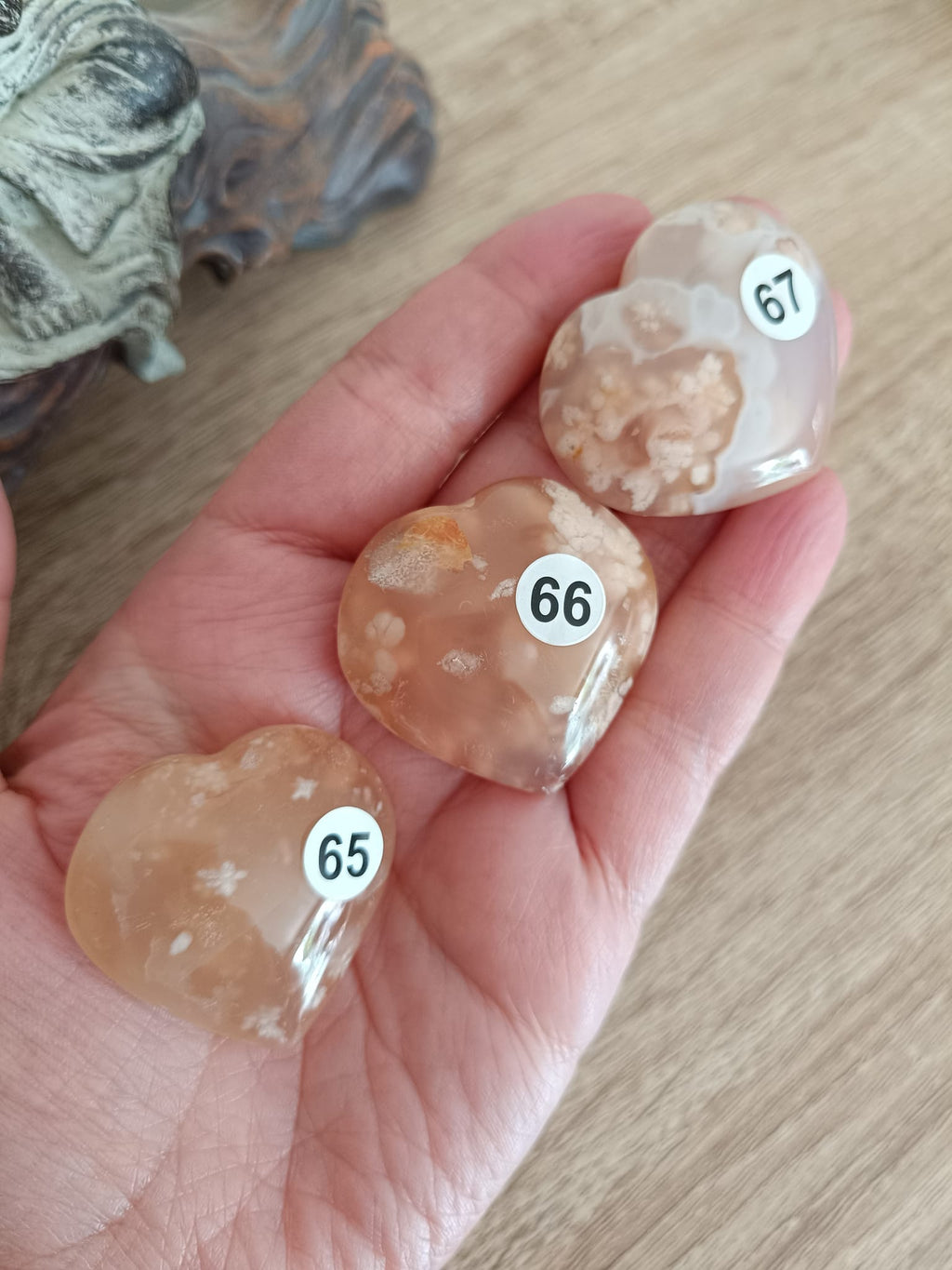 Petits coeurs en Agate fleur de cerisier