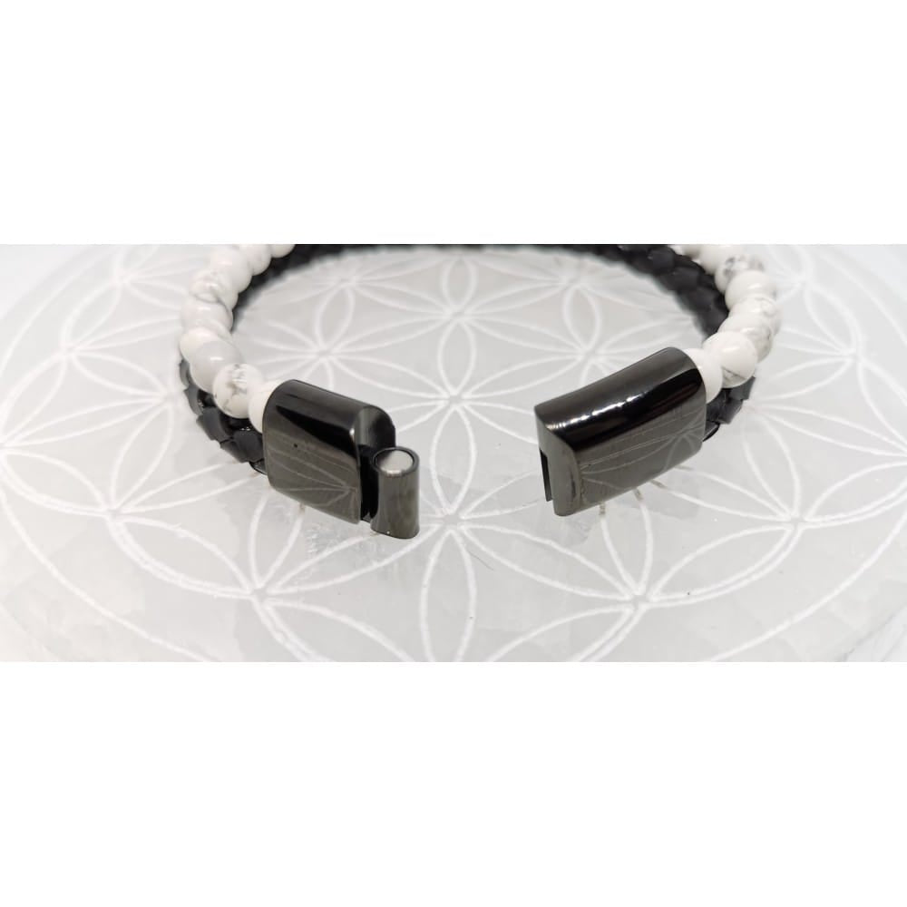 Bracelet double en simili cuir et Œil de faucon