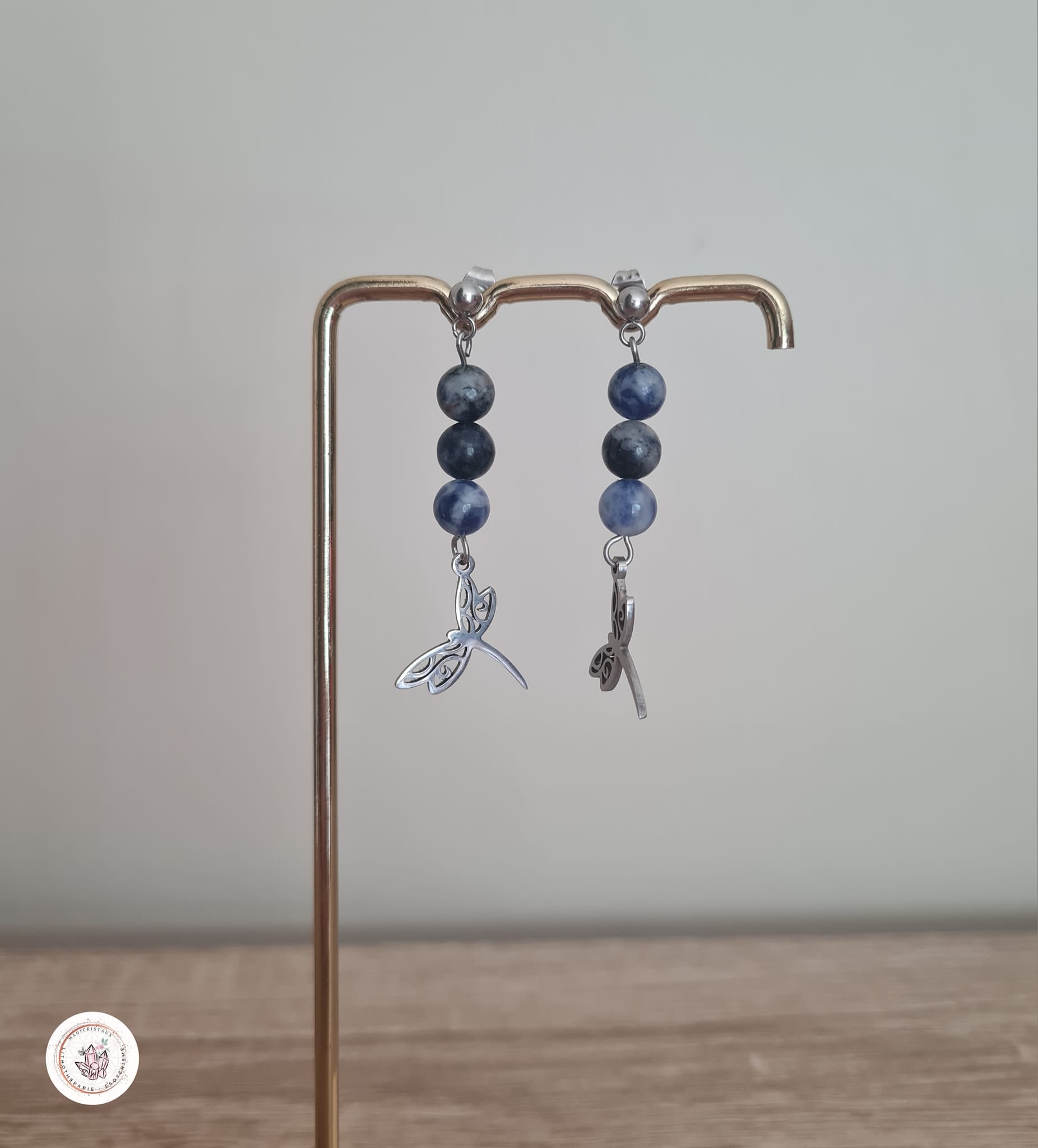 Boucles d'oreilles en Sodalite