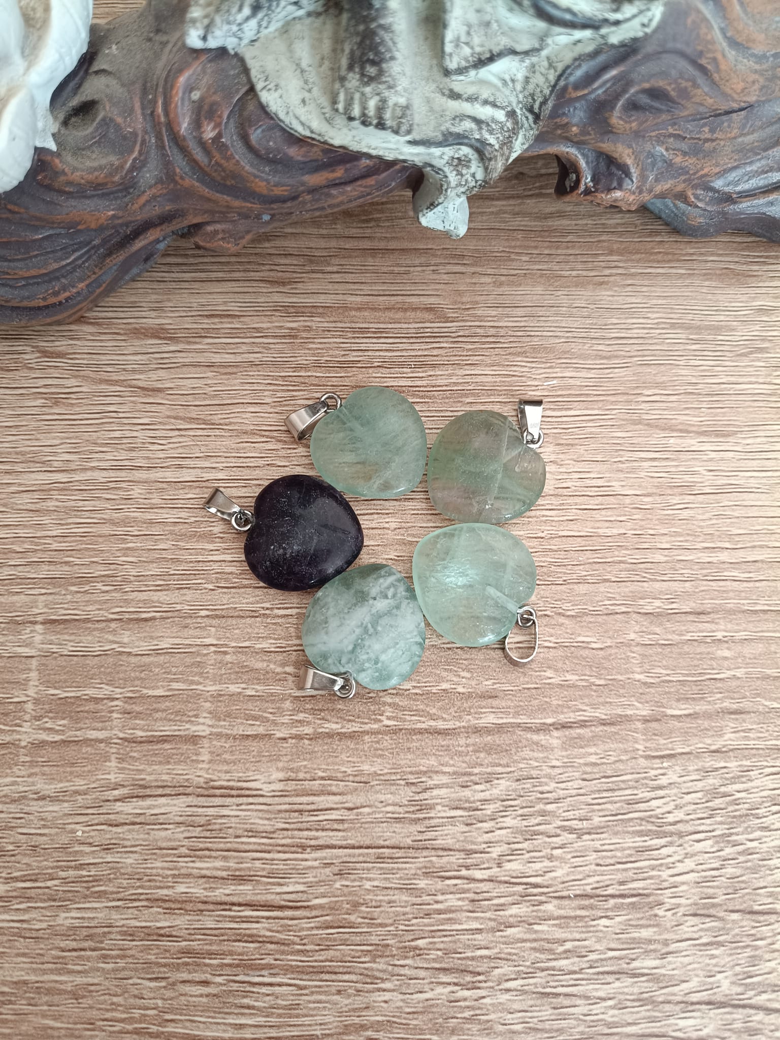 Pendentif cœur en Fluorite multicolore