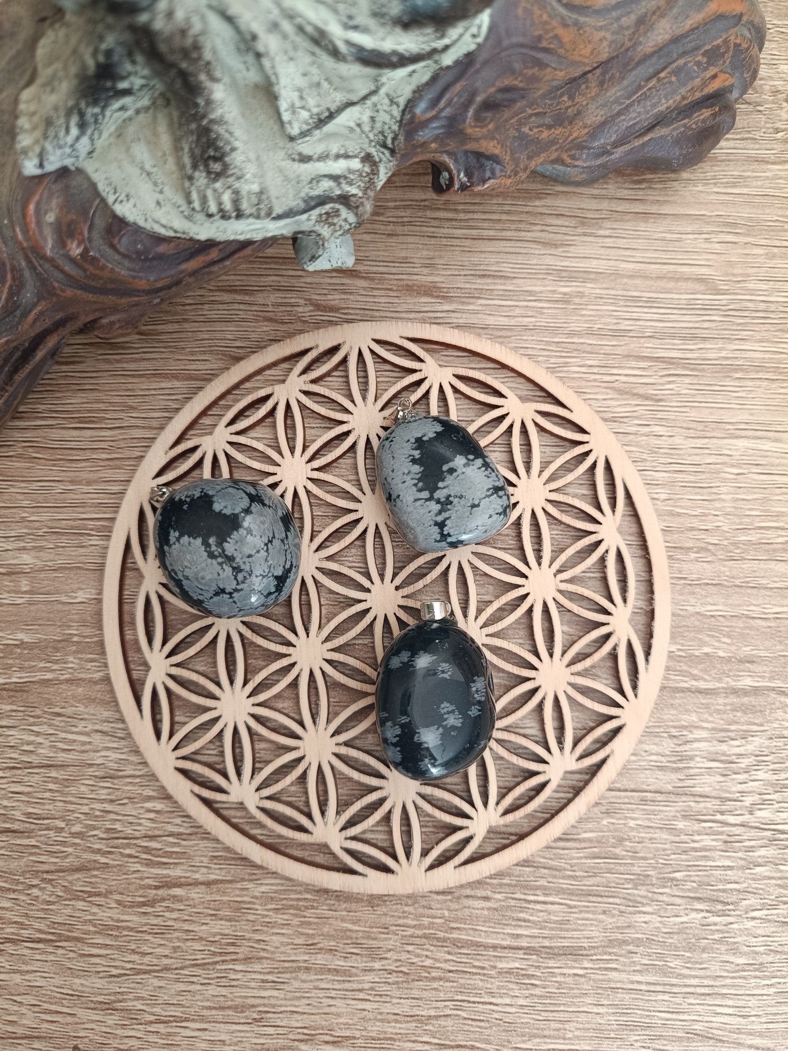 Pendentif en Obsidienne neige