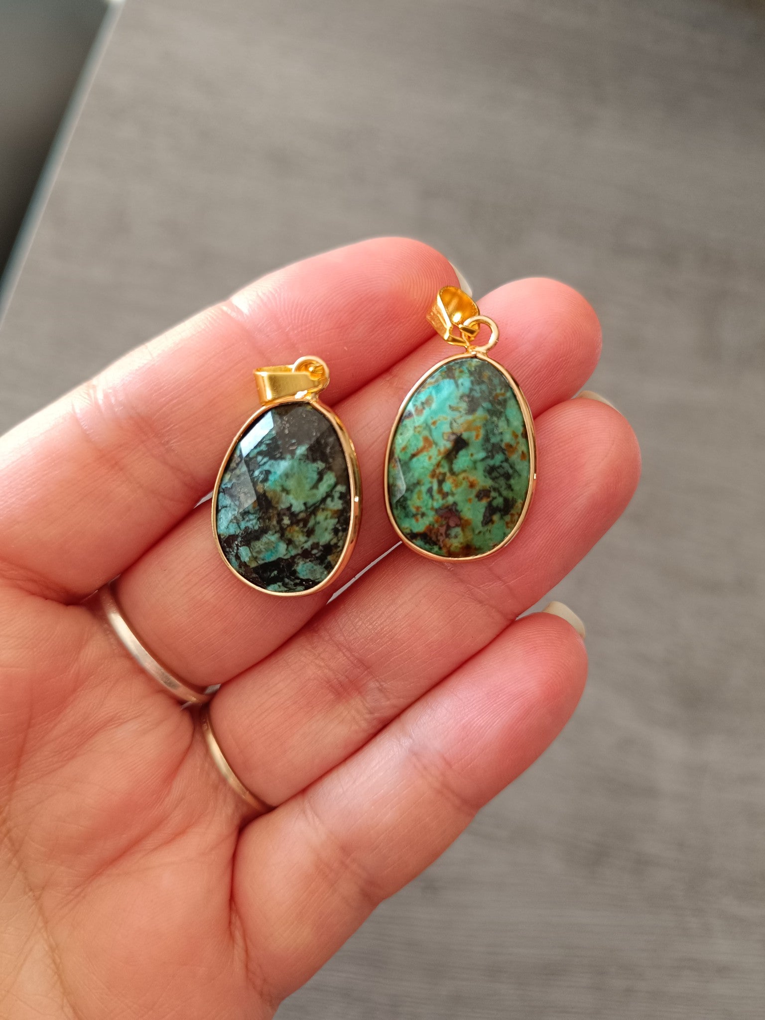 Pendentif serti ovale Turquoise d'Afrique