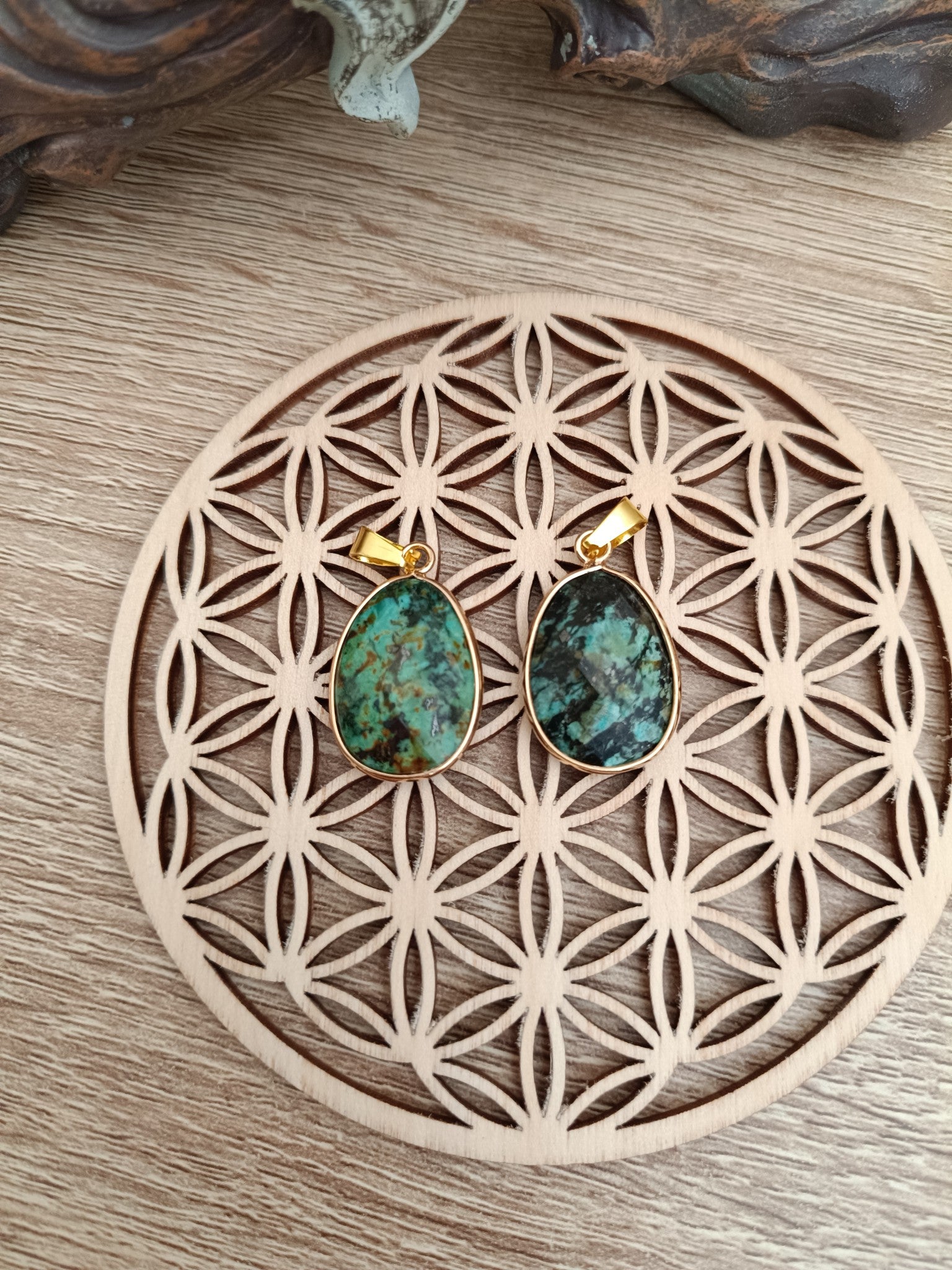 Pendentif serti ovale Turquoise d'Afrique