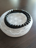 Bracelet double en simili cuir et Œil de faucon
