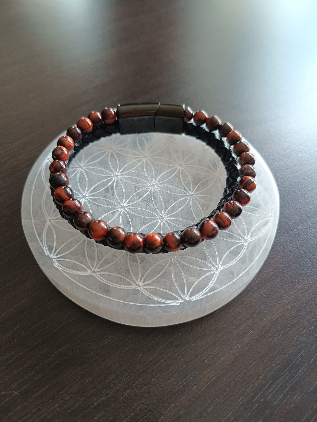 Bracelet double en simili cuir et Œil de taureau