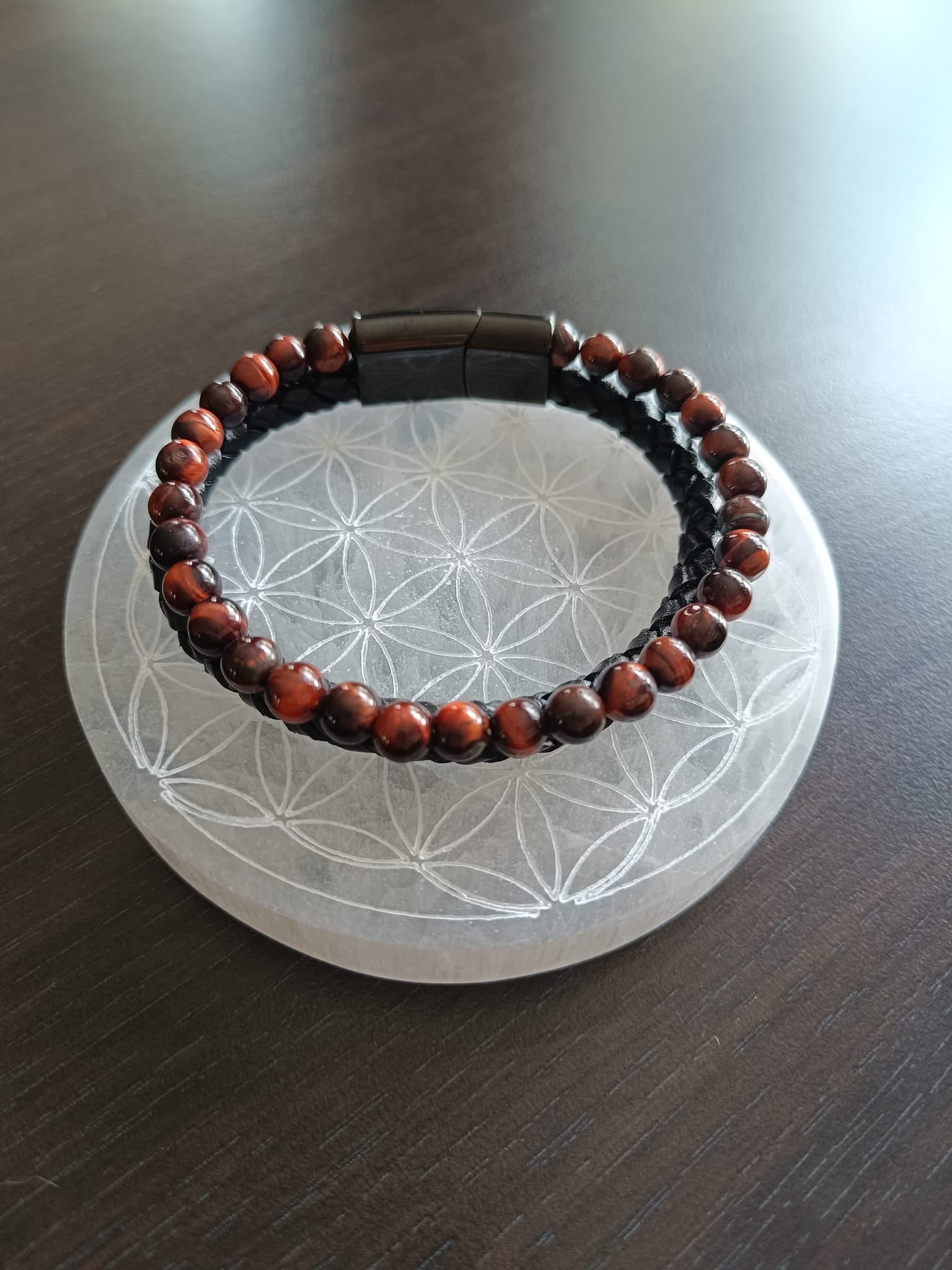 Bracelet double en simili cuir et Œil de taureau