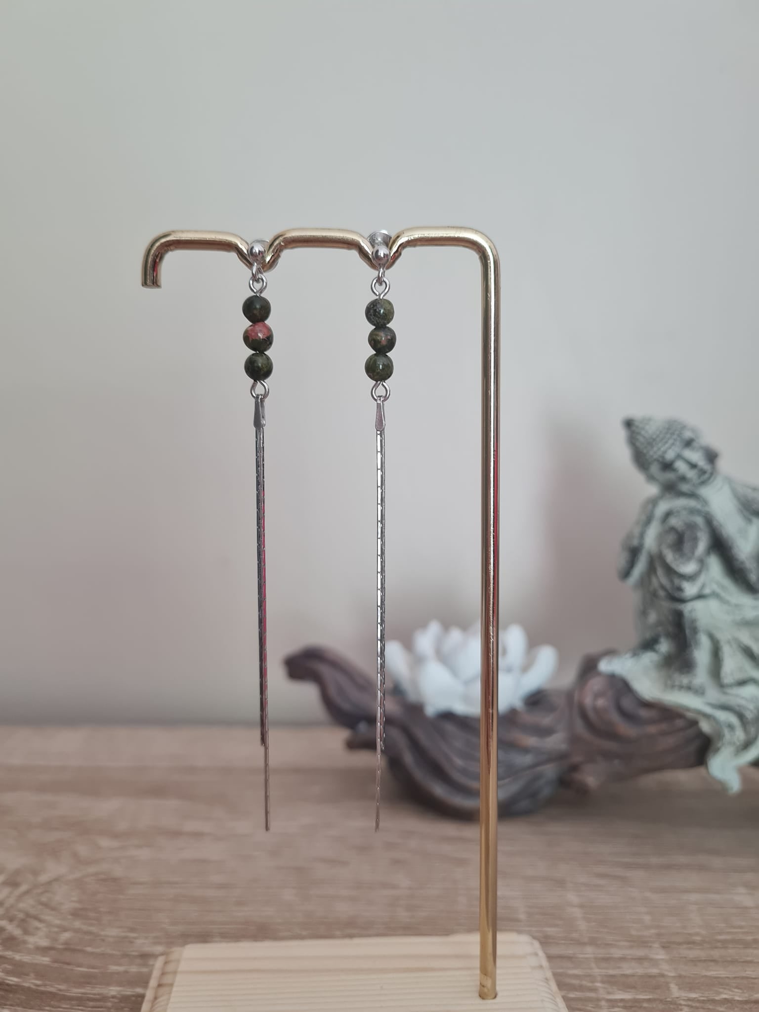 Boucles d'oreilles en Unakite